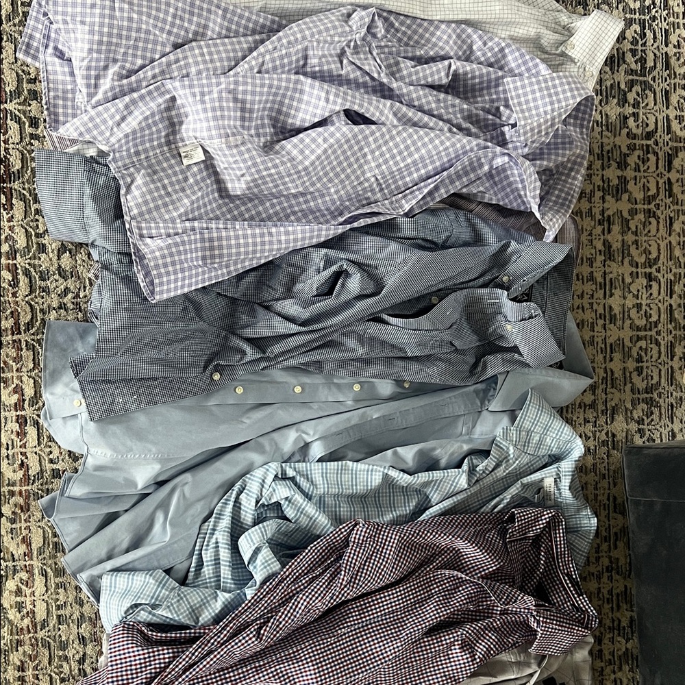 Tommy Hilfiger Men's Checkered and Solid Shirts - Blue, Gray, Purple. 7 Shirts